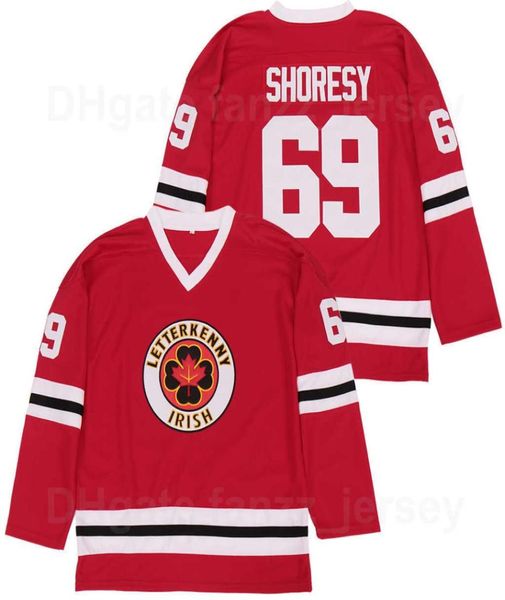 Maglia da uomo Serie Irish Letterkenny College 69 Shores Maglia da hockey Ice Movie Team Colore Rosso All Stitched University Traspirante Pure4182089