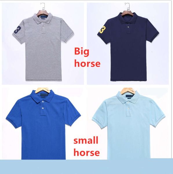 Mens Polos Top Tee Kısa Kollu T-Shirtler Büyük veya Küçük At artı boyutu S-2XL Çok Renk Nakış Hommes Klasik İş Pamuk Nefes Alabası 66