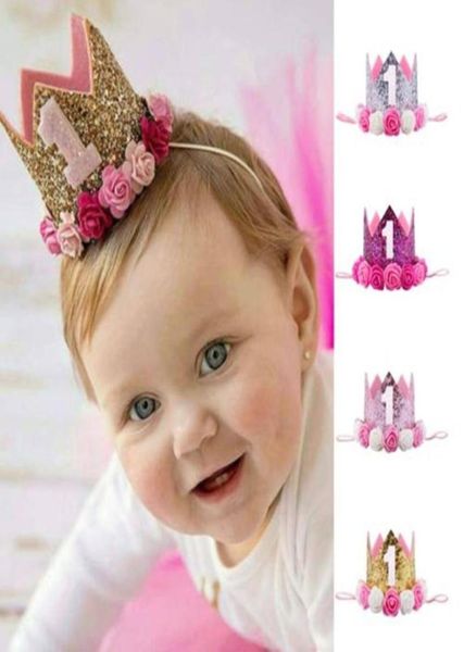 Accessori per capelli 2021 Nato Bambino Neonata Ragazzi 1a Festa di compleanno Fiore Principessa Corona Fascia Regalo 1PC Po Props9045818