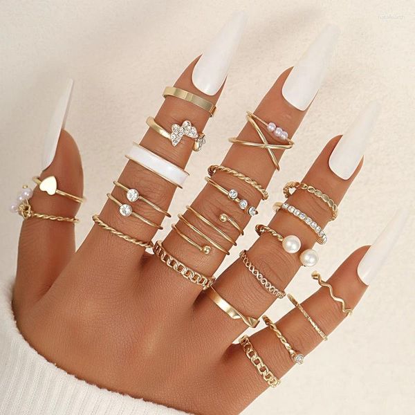 Cluster Ringe Boho Zirkon Set Gold Farbe Frauen Böhmen Kristall Mond Pfeil Finger Schwanz 2024 Bijoux Schmuck Geschenke Ring Weibliche