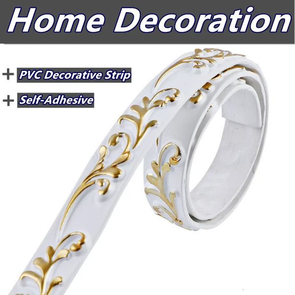 3D PVC autoadesivo decorativo linha macia rodapé teto guarnição fundo adesivo de moldagem de parede decoração de casa 240112