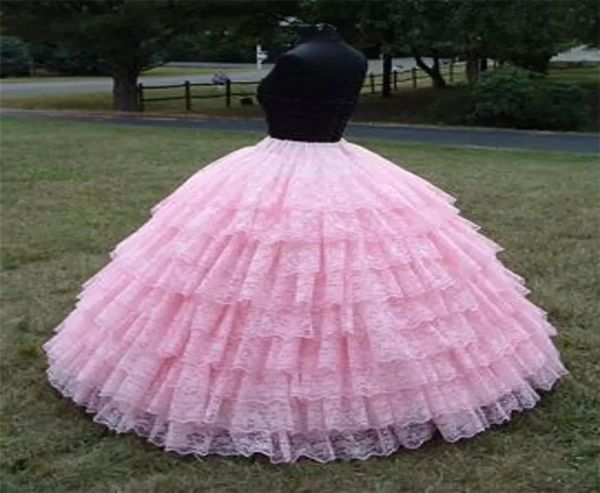 Princesa rosa 9 capas enagua de encaje vintage 2020 vestido de baile enagua de crinolina de boda para niñas mujeres fiesta de noche Formal Prom3020501