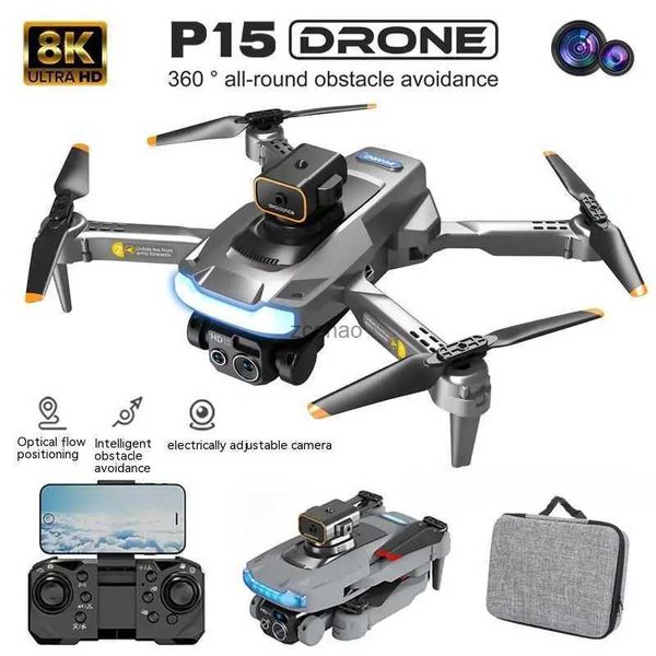 Drones P15 8K HD Câmera Drone Brushless Gps Longa Resistência RC Avião Obstacle Evite Fotografia Aérea Dobrável Máquina Voadora