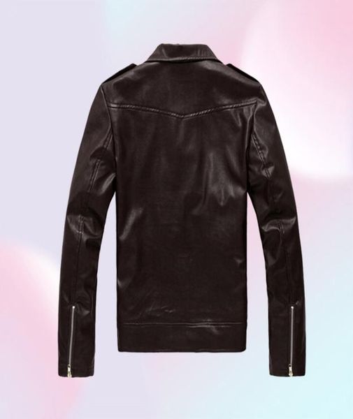 Men039s Jacken Männer Mode PU Leder Jacke Frühling Herbst Britischen Stil Motorrad Männlichen Mantel Schwarz Braun M3XL2623694