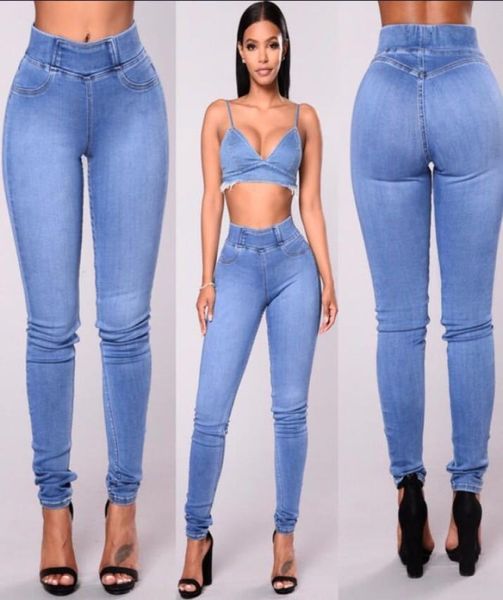 Röhrenjeans Frau Gummiband Korsett Jeans Damen 039er Hosen mit hoher Taille Hosen für Damen Casual Strech Denim1955058