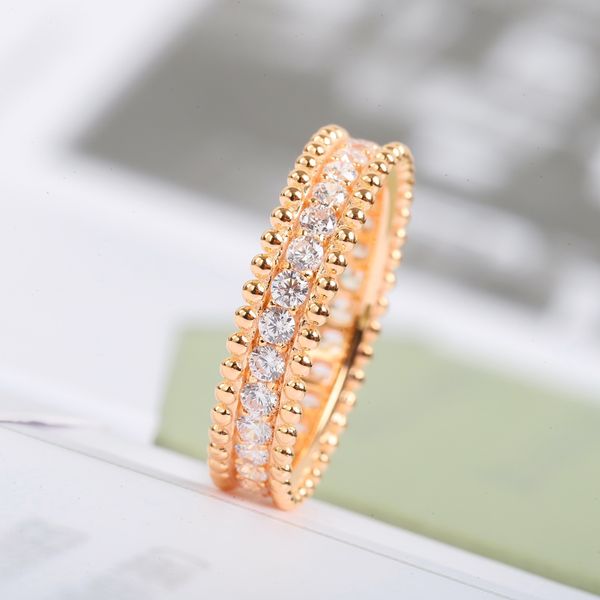 Verlobungsringe für Frauen Dupes Designer Vintage-Ring 18 Karat Gelbgold Diamant-Bandringe Mode Luxusschmuck Mädchen Hochzeit Kleeblatt-Ring Neu mit Box