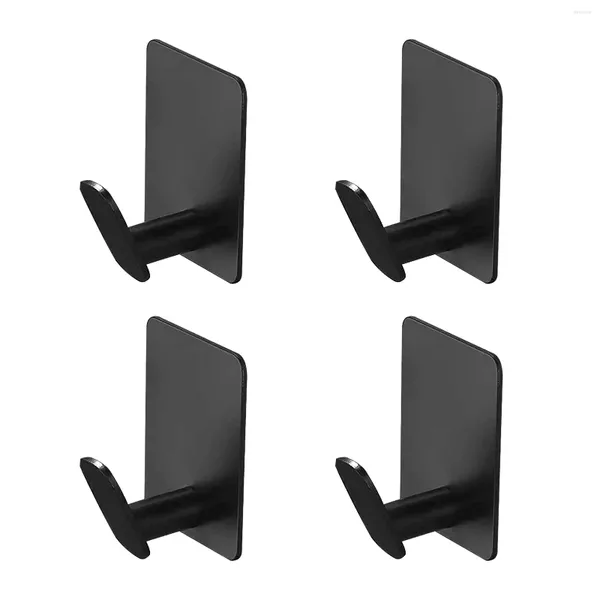 Ganchos 4 pcs Heavy Duty Autoadesivo Gancho Porta Chaveiro Pendurado Torre Adesivos Parede Preto Aço Inoxidável Cozinha Banheiros Casaco