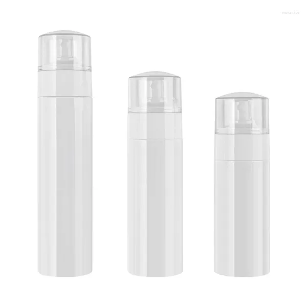 Garrafas de armazenamento Névoa Spray Garrafa Vazia Plástico Branco PET 100ML 120ML 150ML 25 Pcs Com Tampa Transparente Embalagem Recipiente Cosmético Recarregável