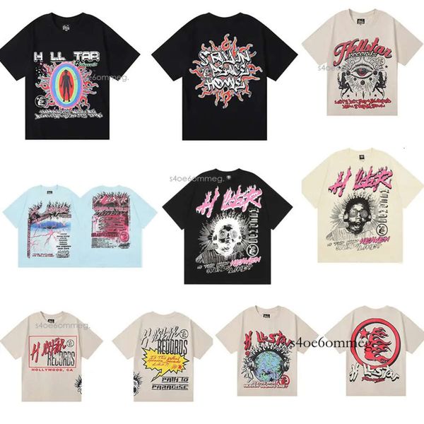 Hellstar camisa designer camisetas gráfico camiseta roupas hipster lavado tecido rua graffiti lettering folha impressão vintage montagem hellstar 756