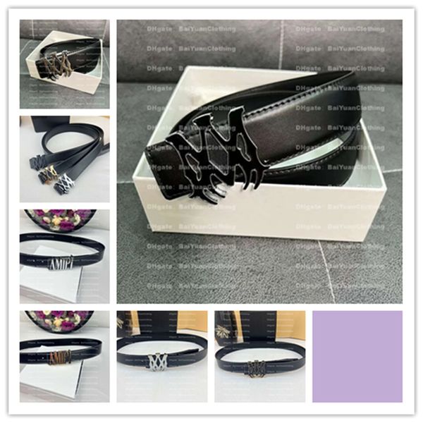 2023 mit Box Herren Designer Gürtel für Männer Luxus AM AMIRIlinesS AM2 Fashion Business Gürtel Damen Ceinture Black Metal Buckle Waistband Cintura Geben Sie ein Geschenk