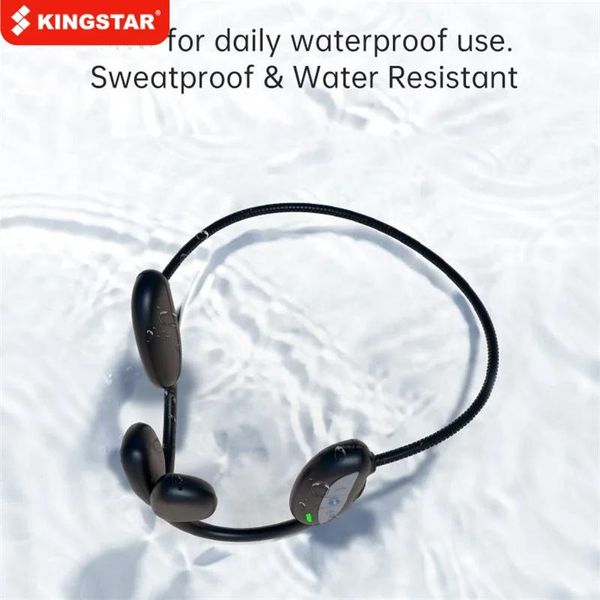 Kopfhörer KINGSTAR Drahtloser Bluetooth-Kopfhörer mit Knochenleitung, Stereo-Ohrhörer, unterstützt TF-Speicherkarte, IPX4, wasserdicht, Sport-Headset mit Mikrofon