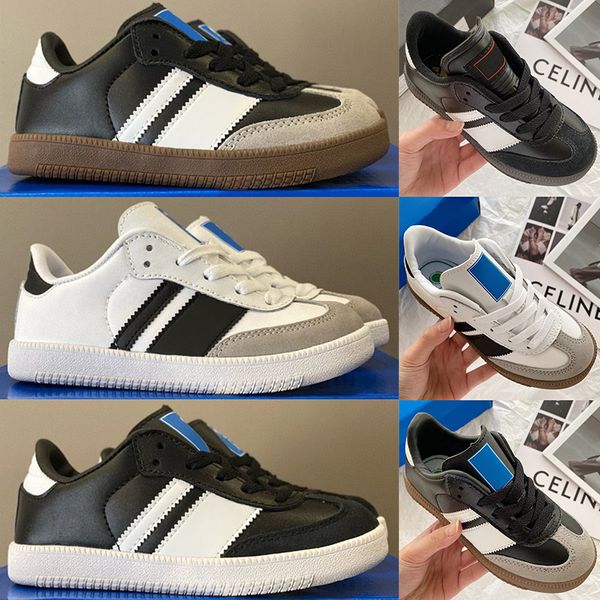 2024 Kinderschuhe Casual Sambas Running Jungen Sneakers Vegans Gazelles Kinder Jugend Big Kid Schuh Kleinkinder Preshcool Runner Gum Trainer Schwarz