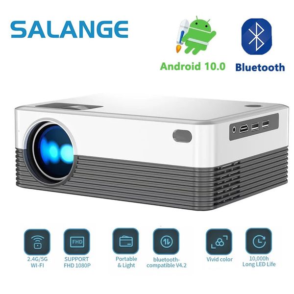 Salange P35 Proiettore Android 10 WIFI MINI Videoproiettore portatile Smart TV 1280*720 dpi per giochi Film Home Cinema 1080P 4K Video 240112