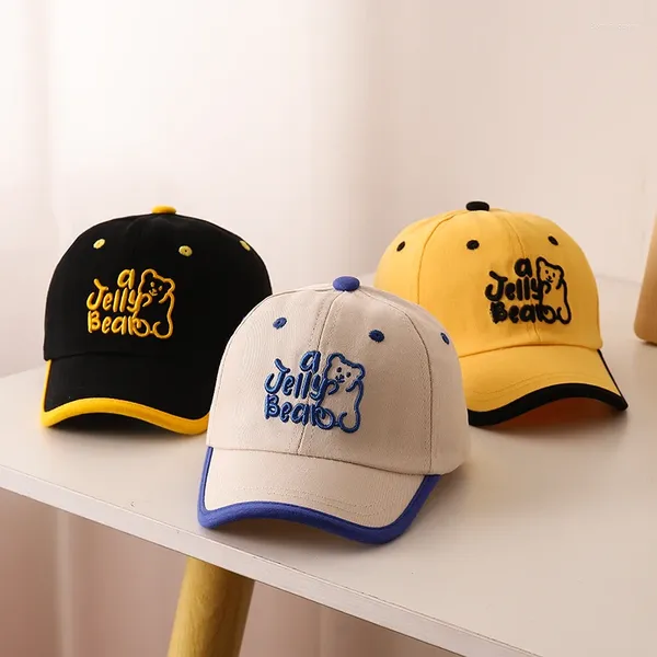 Berretti da baseball Estate Bambino Cappello da sole Orso cartone animato Berretto da baseball regolabile per esterno Bambini Cotone Amaretto Colore Neonate Ragazzi Cofano Primavera