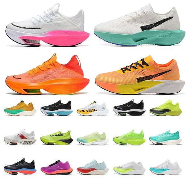 Top Zoom Alpha Fly Next% 2 Sapato Knit Zoomx Vaporfly Running Shoes Ekiden Pack Volt Branco Preto Laranja Atonit Pegasus Tipo Tempo Mulheres Homens Treinadores Sapatilhas