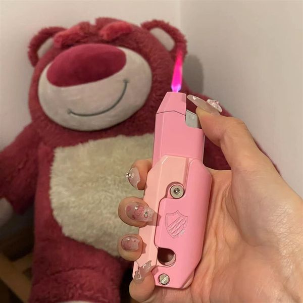 Tiktok Accendino Antivento con Coltello Rapa e Carota, Accendino con Ricarica a Gas Butano, Fiamma Colorata, Giocattolo Divertente, Gadget da Uomo