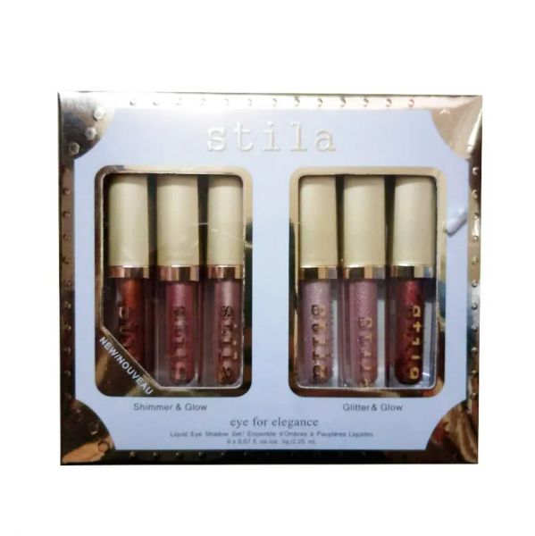 Neues Stila For Elegance Set Shimmer Glitter Liquid EyeShadow 6-teiliges Reiseset Glow Eye Shadow Makeup LL