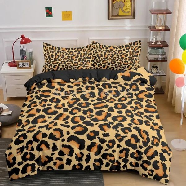 Set di biancheria da letto con stampa 3D serie Leopardo di moda Copripiumino per bambini Adolescenti Copriletto trapuntato per adulti con federa 240111