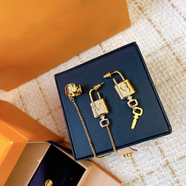 Designer Lock Key Quaste Asymmetrische Ohrringe Schmucksets Damen Schlanke Goldketten Halskette Mode Lockit Armband Damen Schlüsselanhänger Ohrringe