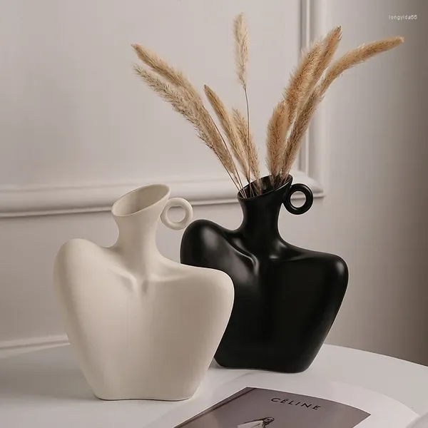Vasos em forma de clavícula oco vaso moderno decoração de casa estética corpo humano artesanato criativo sala de estar ornamento garrafa decorativa