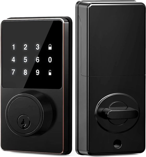 Smart Lock con password Porta d'ingresso senza chiave Tastiere touchscreen App facile da installare Sblocca 50 codici utente 240111