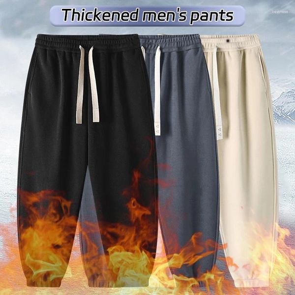 Erkekler Pantolon Sonbahar rüzgar geçirmez pantolonlar sıcak çift taraflı drralon erkekler kış termal kadife kumaş baggy eşek polar joggers