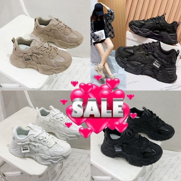 Scarpe da ginnastica robuste da donna stile coreano primavera autunno scarpe da papà con lacci traspiranti zeppe a testa tonda scarpe casual taglia 35-40