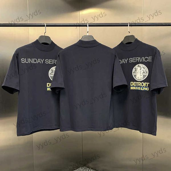 Erkek Tişörtleri İsa Kral Tee Detroit Şehir Rozeti T-Shirt Pazar Servis Tişörtleri Erkek Kadın Giyim T240112