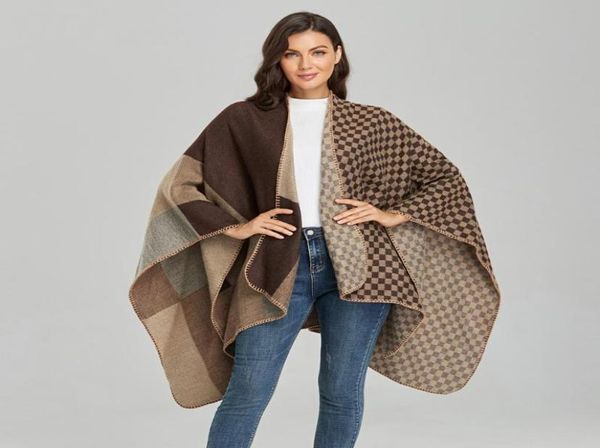 Брендовые шарфы 2021, женский зимний шарф, теплая шаль, женское винтажное толстое одеяло, кашемировое пончо, накидки, женские Echarpe Pashmina8201341