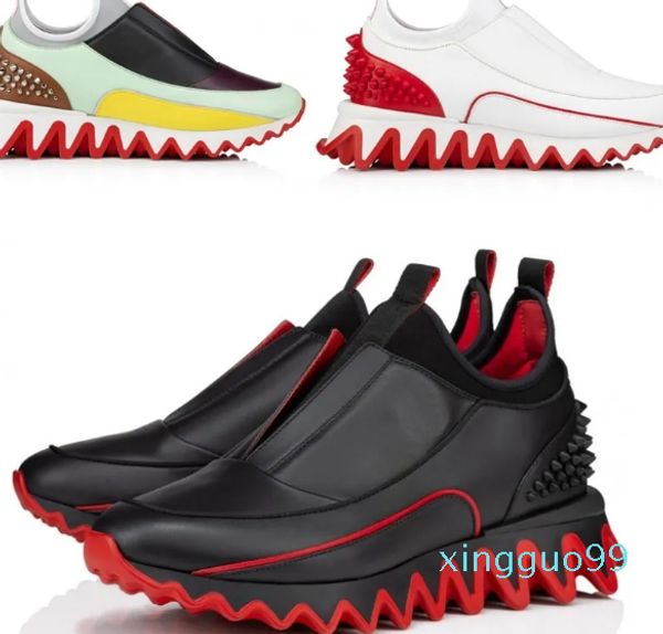 Stil Nieten Männer Freizeitschuhe Hai-Sneaker Sharkyloub SP Spikes Kalbsleder Neopren und Spikes Donna Satin Schwarzes Kalbsleder Slip-on-Stoffe