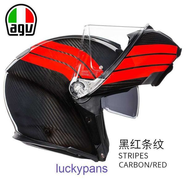 Casco Moto Spring AGV E05 Fibra di Carbonio Italiano Open Face Doppia Lente Full Running 2 QTQ1