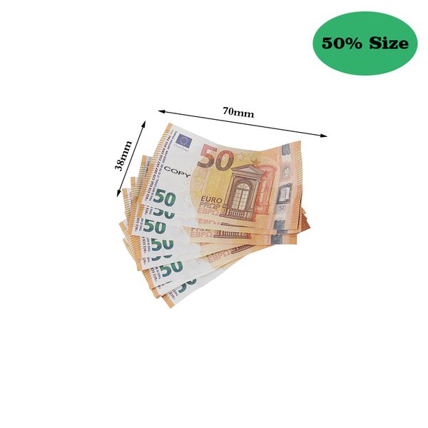 50% Tamanho Envelhecido Prop Money Toy Party Games Copiar Party Fake Money Notes Faux Billet Euro Play Collection Presentes para vídeos musicais, habilidades matemáticas, brincadeiras infantis e festas