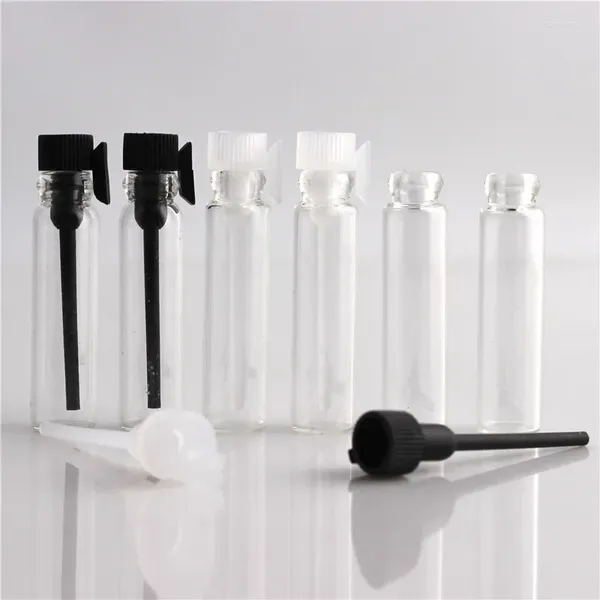 Bottiglie di stoccaggio 200 pezzi 1 ml/2 ml Mini bottiglia di profumo di vetro Prova di prova Trasparente Vuoto Piccolo campione installato Fiala Fragranza liquida da laboratorio