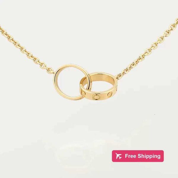 Colares de pingente de alta edição design clássico pingente amor colar para mulheres meninas duplo loop encantos 316L titânio aço jóias de casamento colares Collier KFB6