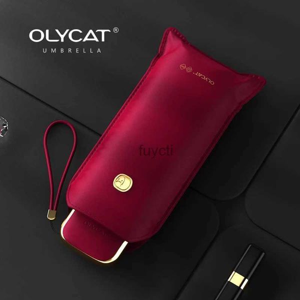Regenschirme Olycat Flacher niedlicher Mini-Handy-Regenschirm für Frauen, UV-Sommer-Schattenschirme, tragbarer Outdoor-Taschen-Sonnenschirm-Regenschirm für Mädchen YQ240112