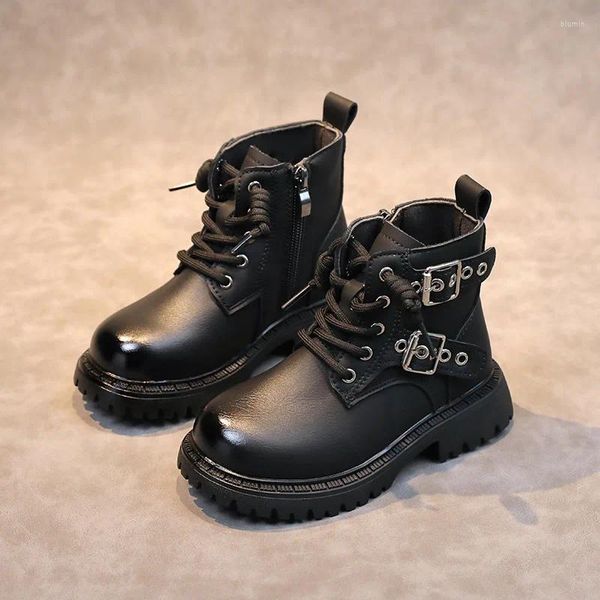 Сапоги, осень 2024, черная обувь с круглым носком на боковой молнии для малышей, повседневная универсальная мягкая обувь для девочек и мальчиков