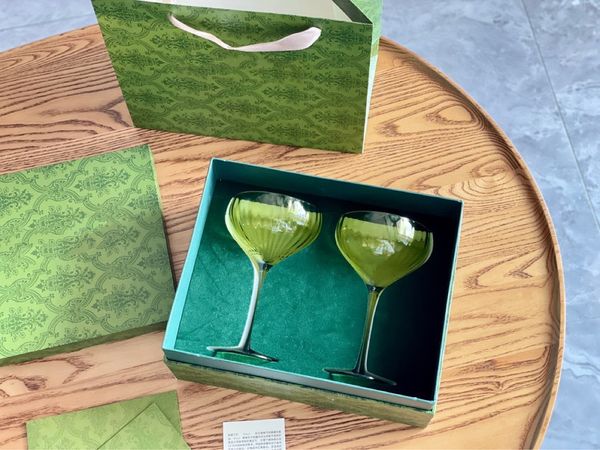 Luxuriöse Weingläser im Vintage-Stil, grüner Kelch, Champagnergläser, kreativer Geburtstag, Hochzeit, mit Geschenkbox