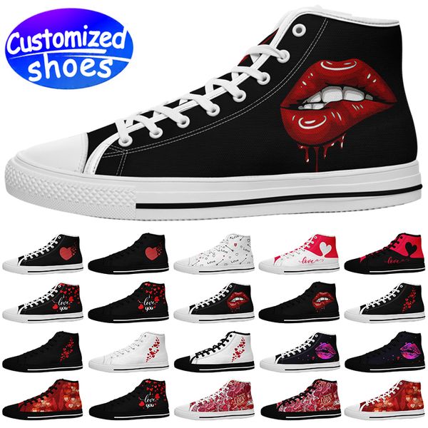 Sapatos personalizados Dia dos Namorados namorada sapatos de skate HIGH-CUT 7218 amantes de estrelas sapatos diy Retro sapatos casuais homens mulheres sapatos tênis ao ar livre tamanho grande eur 29-49