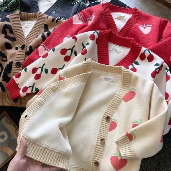 Пуловер на осень-зиму для девочек и мальчиков, флисовые вязаные свитера для маленьких детей, детский кардиганL2401