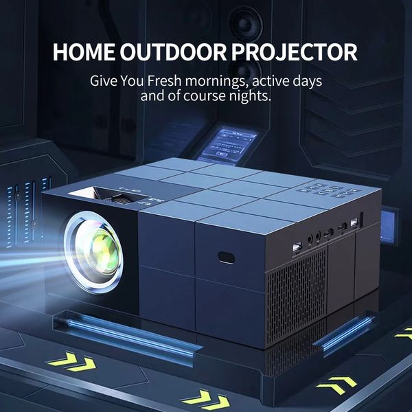 1W Yersida Projector 1080 Destek 4K Bluetooth WiFi Sync Telefon Ekran Tam HD Açık Hava Filmleri Projektörler Siyah Ev Tiyatrosu 240112 S