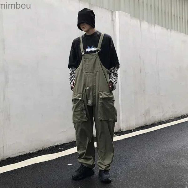 Herren Jeans Männer Denim Overalls Lose Baggy Street Hip Hop Japanischer Stil Multi-Pocket Streetwear Arbeitshose Cargo JumpsuitL240111