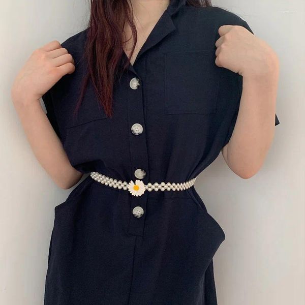 Cinture Moda Perla Catena elastica in vita per le donne Designer Daisy Cintura da donna Cappotto selvaggio Abito maglione Cintura decorazione donna