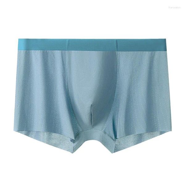 Cuecas masculinas boxers shorts hombre fino gelo seda sem costura calcinha homem respirável u convexo bolsa cueca calzoncillo