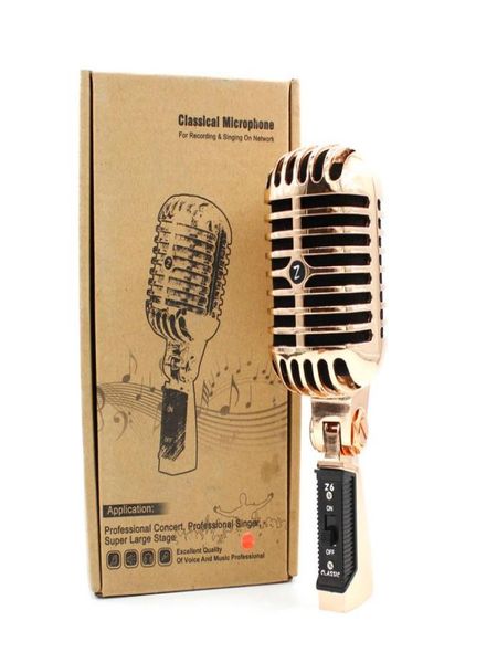 Profissional retro microfone alto-falante jazzblues microfone com malha de metal clássico dinâmico casamento cabine mic5762061