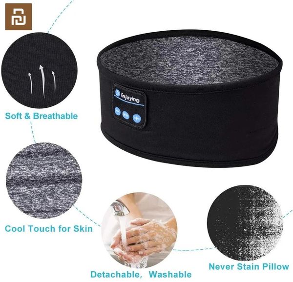 Controlla Xiaomi Youpin Cuffie per dormire Bluetooth Maschera per gli occhi Fascia sportiva Sottile morbido elastico Auricolari per musica wireless Occhiali per dormire