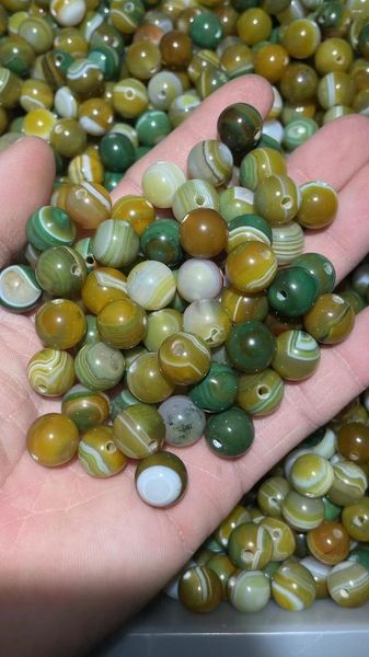 Lose Edelsteine 100 teile/los Großhandel 12mm Alte Gelbe Und Grüne Kleine Runde Perlen Natürliche Achat Dzi Armband Halskette Edelstein schmuck