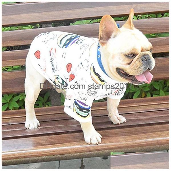 Felpa con cappuccio per cane stampato bianco Moda piviere di lusso camicia calda cappotto designer camicetta sottile Schnauzer secchiello francese consegna a goccia Dhi8S