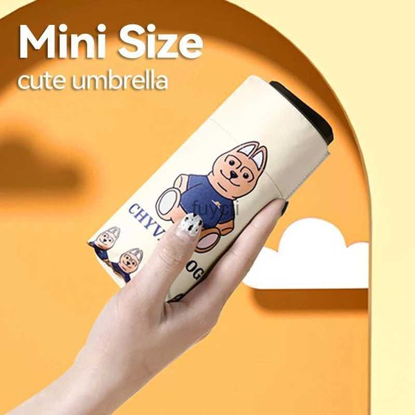 Guarda-chuvas bonito mini guarda-chuva meninas dos desenhos animados moda dobrável guarda-sol para mulheres portátil guarda-sol plano frete grátis UPF50 + YQ240112