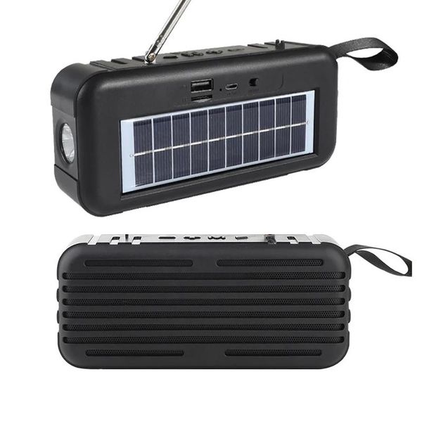 Radyo Güneş Gücü Radyo Flash Işık Çok Fonksiyonlu Yüksek Hassasiyet USB TF AUX FM Bluetooth Hoparlör Şarj Taşınabilir Radyo Açık
