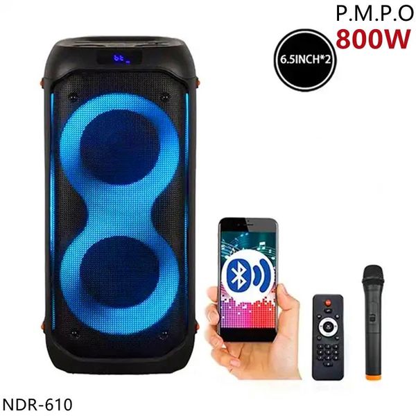 Alto-falantes 800W Alto-falante ativo ao ar livre Bluetooth Dual 6.5 polegadas DJ Party Box Portátil Rádio FM TWS Wireless Karaoke Subwoofer Caixa de Som